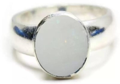 Neeba Opal Wt 7.25 rti 6.52 Carat Gem 5dhatu Silver Coated Adjustable Ring Unisex Metal Opal Silver Plated Ring