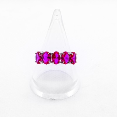 SHANTI Natural Ruby 5 Ring Silver Plated Ring Silver Ruby 958 Silver Plated Ring