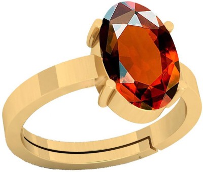 barmunda gems 3.25 Ratti / 2.92 ct. Natural Hessonite Gomed Stone Panchdhatu Ring Brass Garnet Rhodium Plated Ring