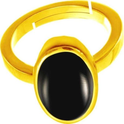 Senroar 4.5 Carat Black Sulemani Hakik ring stone Brass Gold Plated Ring