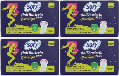 SOFY AntiBacteria Overnight XXL 10+10+10+10 pads Sanitary Pad(Pack of 4)