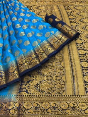 Taksh Creation Woven Banarasi Art Silk Saree(Light Blue)