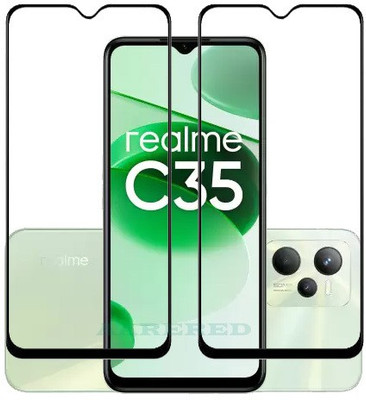 AARERED Edge To Edge Tempered Glass for Realme C35(Pack of 2)
