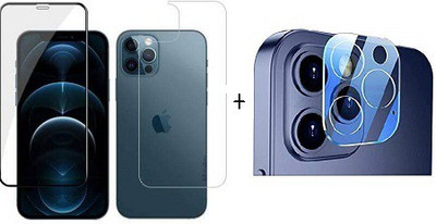 AV Front and Back Tempered Glass for iPhone 12 Pro Max - (includes Camera Glass)(Pack of 3)