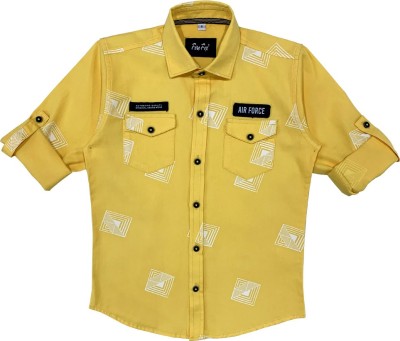 Fire Fox Boys Printed Casual Yellow Shirt