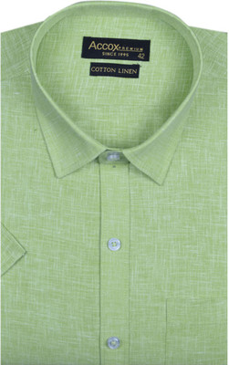 ACCOX Men Solid, Self Design Formal Light Green Shirt
