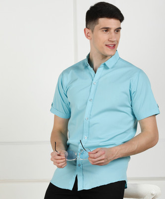 XTL Men Solid Casual Light Blue Shirt