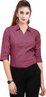 kevara Women Solid Formal Brown Shirt