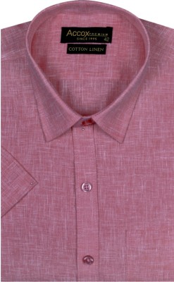 ACCOX Men Solid, Self Design Formal Pink Shirt