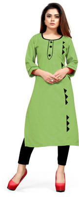 Nav Nidhi Creation Women Solid Straight Kurta(Light Green)