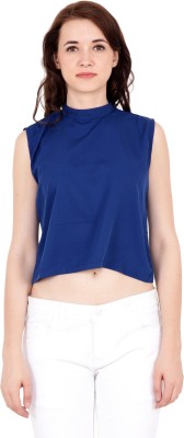 My Swag Casual Sleeveless Solid Women Blue Top