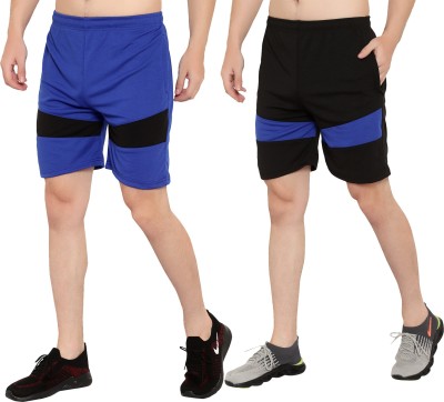 OORA Solid Men Light Blue, Black Sports Shorts