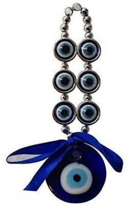 NAVIBHA Feng Shui Silver Evil Eye Beads Decorative showpiece Nazar Suraksha for Home Decorative Showpiece  -  15 cm(Metal, Crystal, Blue)
