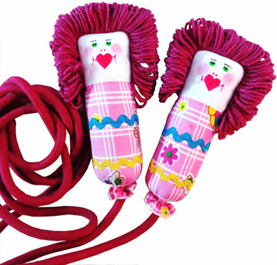 Anbay Dark Pink Checks Print Skipping Ropes(Small Size) Kids and Adults Kids Skipping Rope(Pink, Length: 213 cm)
