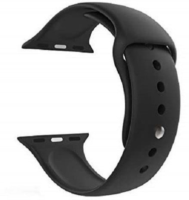 PREMBROTHERS Silicon Adjustable Strap Compatible for iWatch Series 1/2/3/4/5/6/SE 42/44mm/L Smart Watch Strap(Black)