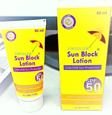 VINYGLOW Sunscreen - SPF 50 PA++ SUNBLOCK LOTION 50 ++ SPF 60 ML PACK OF 3(180 g)