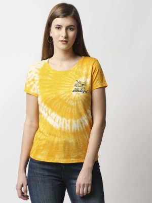 Pepe Jeans Tie & Dye Women Crew Neck Yellow T-Shirt