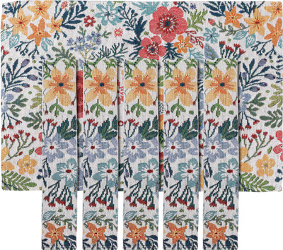 PRAKARTIK Rectangular Pack of 6 Table Placemat(Multicolor, Cotton)
