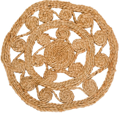 GoBamboos Round Pack of 1 Table Placemat(Beige, Jute)
