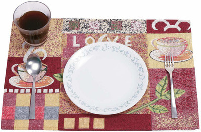 PRAKARTIK Rectangular Pack of 4 Table Placemat(Beige, Cotton)