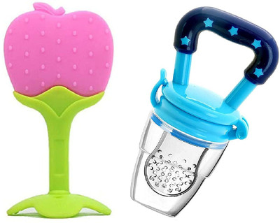 Crystal zone Silicone Fruit Shape Teether for Baby 6-12 Months| Baby Teether 3-6 Months Baby Teether and Feeder(Multicolor)
