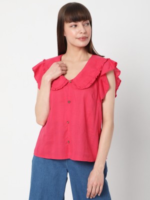 VERO MODA Casual Solid Women Pink Top