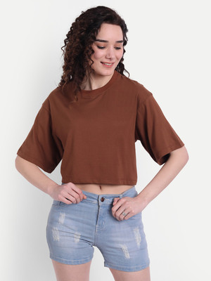 COLOR CAPITAL Casual Solid Women Brown Top