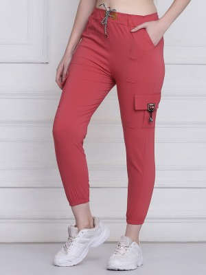 BuyNewTrend Slim Fit Women Pink Trousers