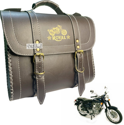Dhe Best One-side Brown Leatherette Motorbike Saddlebag