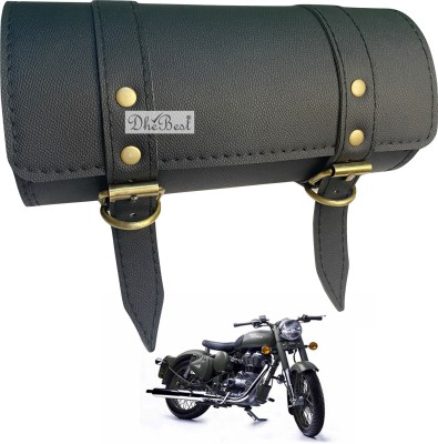 Dhe Best Back Seat Round Saddle Bag for Royal Enfield (Black) Saddle Bag Black Leatherette Motorbike Saddlebag(2 L)