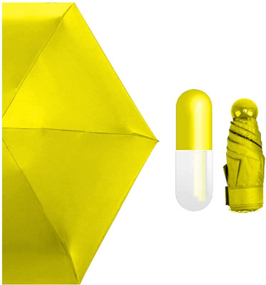 Nazariya Mini Cute Light and Small Capsule Umbrella with Cute Capsule Case Umbrella Umbrella(Yellow)