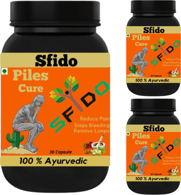 Hindustan Ayurveda Sfido, Piles Cure, Pain Relief Product, Piles, Unflavor, Pack of 3 Capsules(3 x 30 Units)