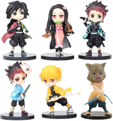 RVM Toys Demon Slayer Action Figure Set of 6 Size 7-8CM Toy for Car Dashboard,Cake Topper(Multicolor)