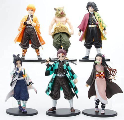 RVM Toys Demon Slayer Action Figure Set of 6 Size 16CM Toy for Car Dashboard, Cake Topper(Multicolor)