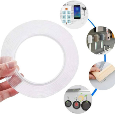 My Machine 300 cm 3 Meter Double Sided Adhesive Tape, Transparent Strong Adhesive Traceless Tape Double-sided Sticker(Pack of 1)
