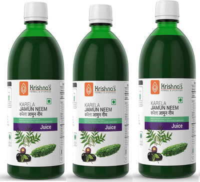 Krishna's Herbal & Ayurveda Karela, Jamun and Neem Mix Juice | Pure Ayurvedic and Natural | Improves Digestion | Helps Control Blood Sugar | Natural Blood Purifier | Pack of 3 | 500ml each(Pack of 3)