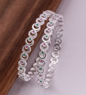 AK Brass, Metal Cubic Zirconia Bangle Set(Pack of 2)