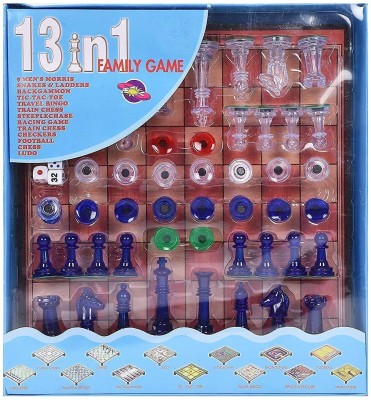 Bajrang Enterprise 13 in 1 Family Magnetic Board Games Chess, Snakes-Ladders, Backgammon, Ludo..... Board Game Accessories Board Game