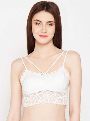 Overnice Women Bralette Lightly Padded Bra(White)