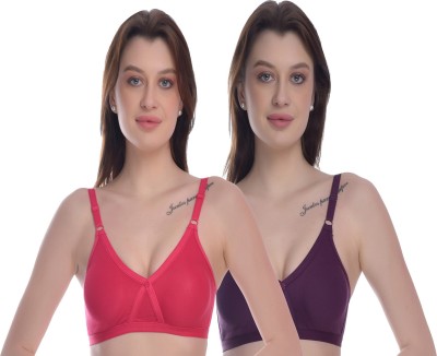 elina Women Full Coverage Non Padded Bra(Pink, Purple)