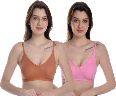 elina Women Full Coverage Non Padded Bra(Pink, Brown)