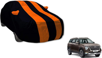 Auto Hub Car Cover For Hyundai Alcazar (With Mirror Pockets)(Orange)