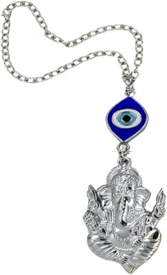 AFH Lord Ganesh Evil Eye Silver Stylish Interior Accessorie Car Mirror Hanging Car Hanging Ornament(Pack of 1)