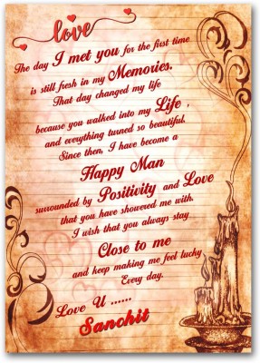 Midas Craft I Love You Sanchit Love Letter Quotes 25 Greeting Card(Multicolor, Pack of 1)