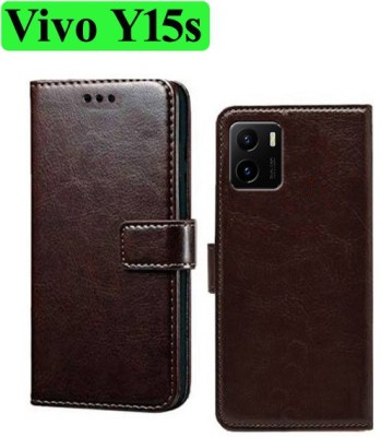 Wynhard Flip Cover for Vivo Y15s, Vivo Y15c, Vivo Y01(Brown, Grip Case, Pack of: 1)