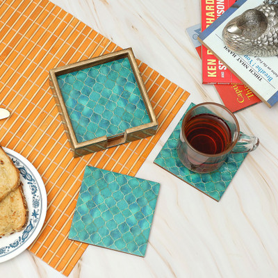 DULI Square Medium Density Fibreboard Coaster Set(Pack of 6)