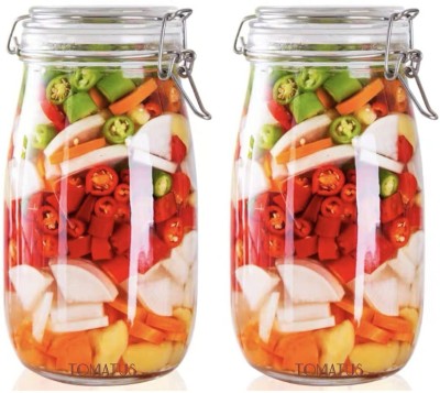 TOMATUS Glass Utility Container  - 1500 ml(Pack of 2, White)