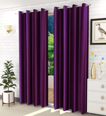 Fabrilia 274 cm (9 ft) Polyester Room Darkening Long Door Curtain (Pack Of 2)(Plain, Wine)