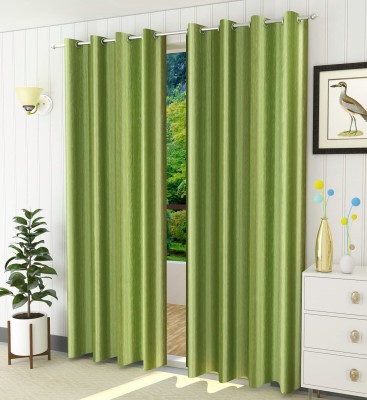 Fabrilia 274 cm (9 ft) Polyester Room Darkening Long Door Curtain (Pack Of 2)(Plain, Green)