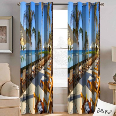 BELLA TRUE 152 cm (5 ft) Polyester Semi Transparent Window Curtain (Pack Of 2)(Printed, Multicolor)
